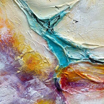 BUYARTVIEW Coral Reef – Panoramic Abstract Blue and Orange Oil Painting - image 3