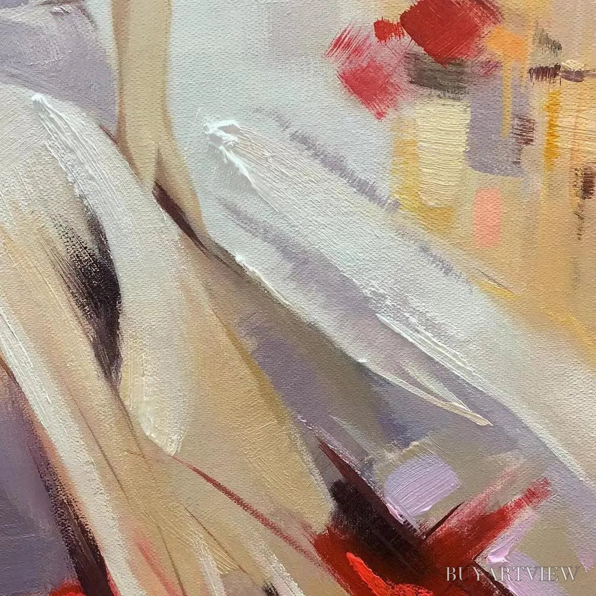 BUYARTVIEW Elegant Lady in Red Dress Oil Painting - Abstract Art - image 3