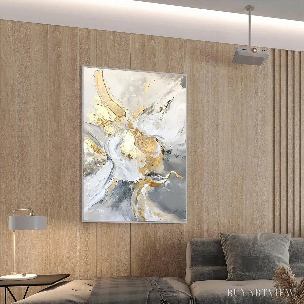 BUYARTVIEW Ethereal Gold – Abstract White, Grey and Gold Oil Painting - image 5