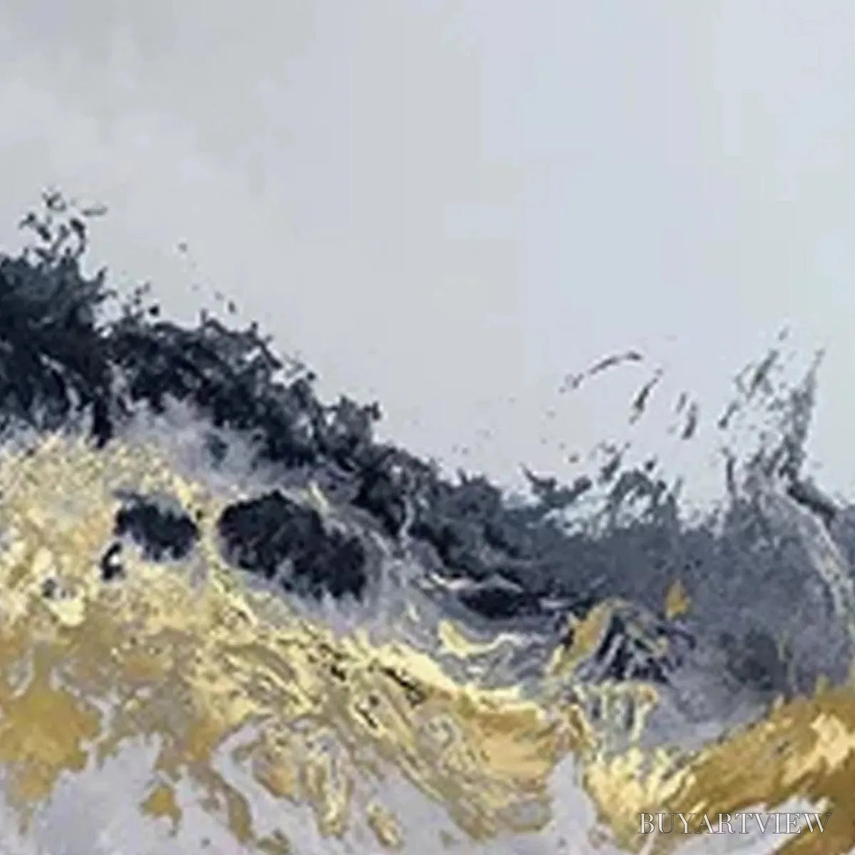BUYARTVIEW Gold & Grey Abstract Triptych – Abstract Painting Set of 3, Vertical - image 3