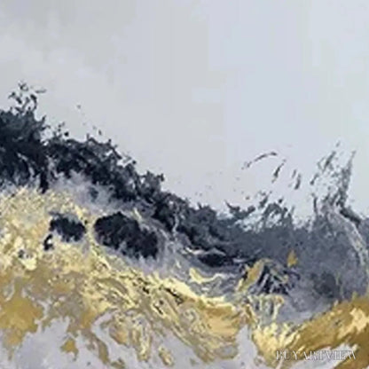 BUYARTVIEW Gold & Grey Abstract Triptych – Abstract Painting Set of 3, Vertical - image 3