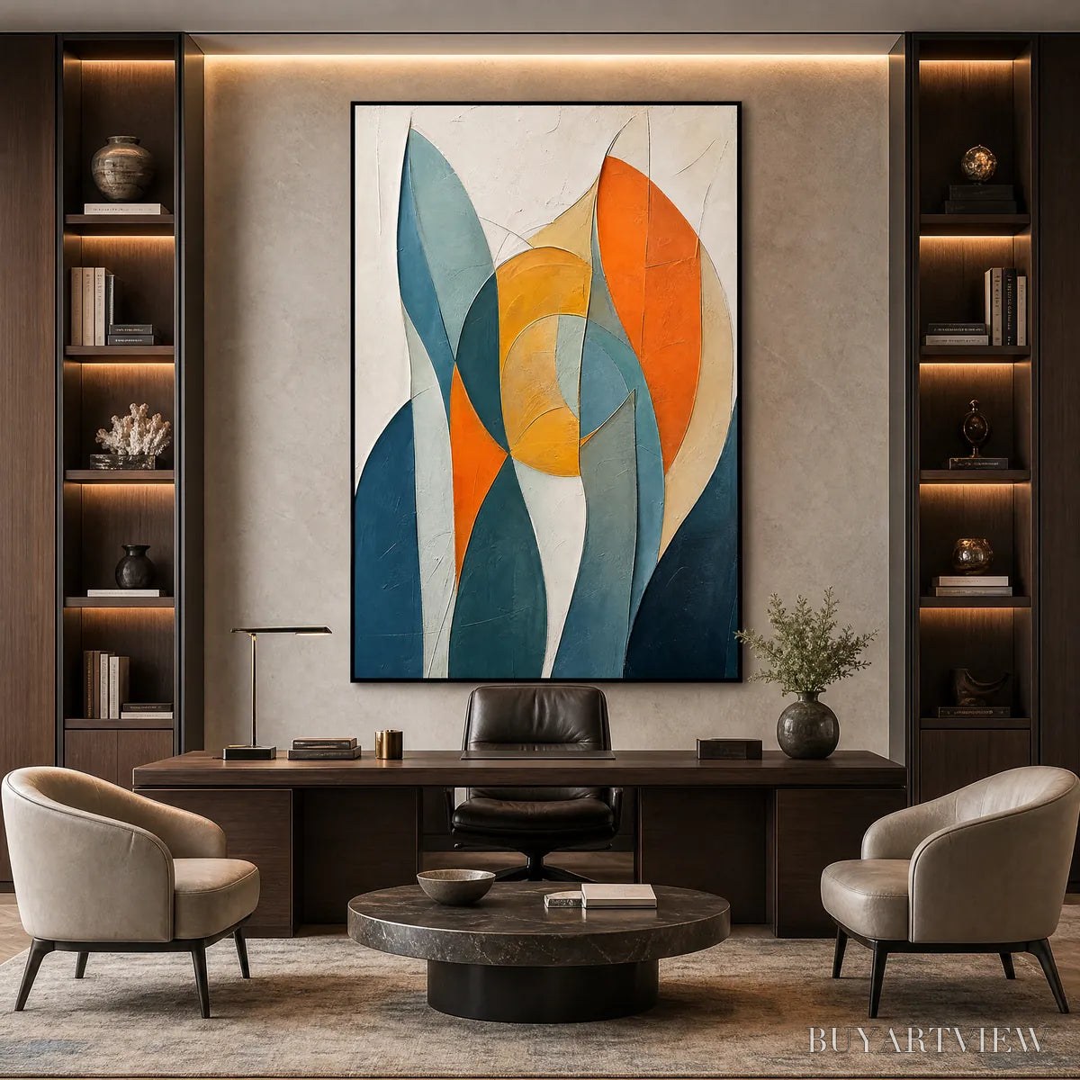 BUYARTVIEW Solstice – Textured Geometric Abstract Oil Painting - image 2