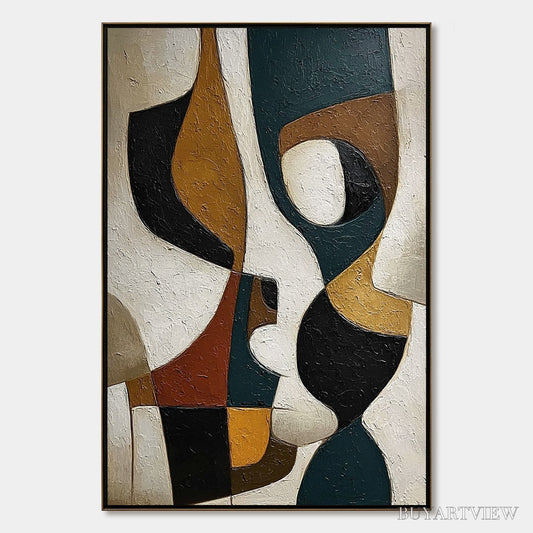 BUYARTVIEW Convergence – Large Textured Geometric Abstract Oil Painting - image 1