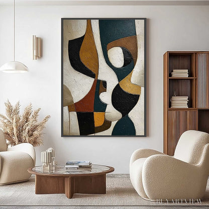 BUYARTVIEW Convergence – Large Textured Geometric Abstract Oil Painting - image 4