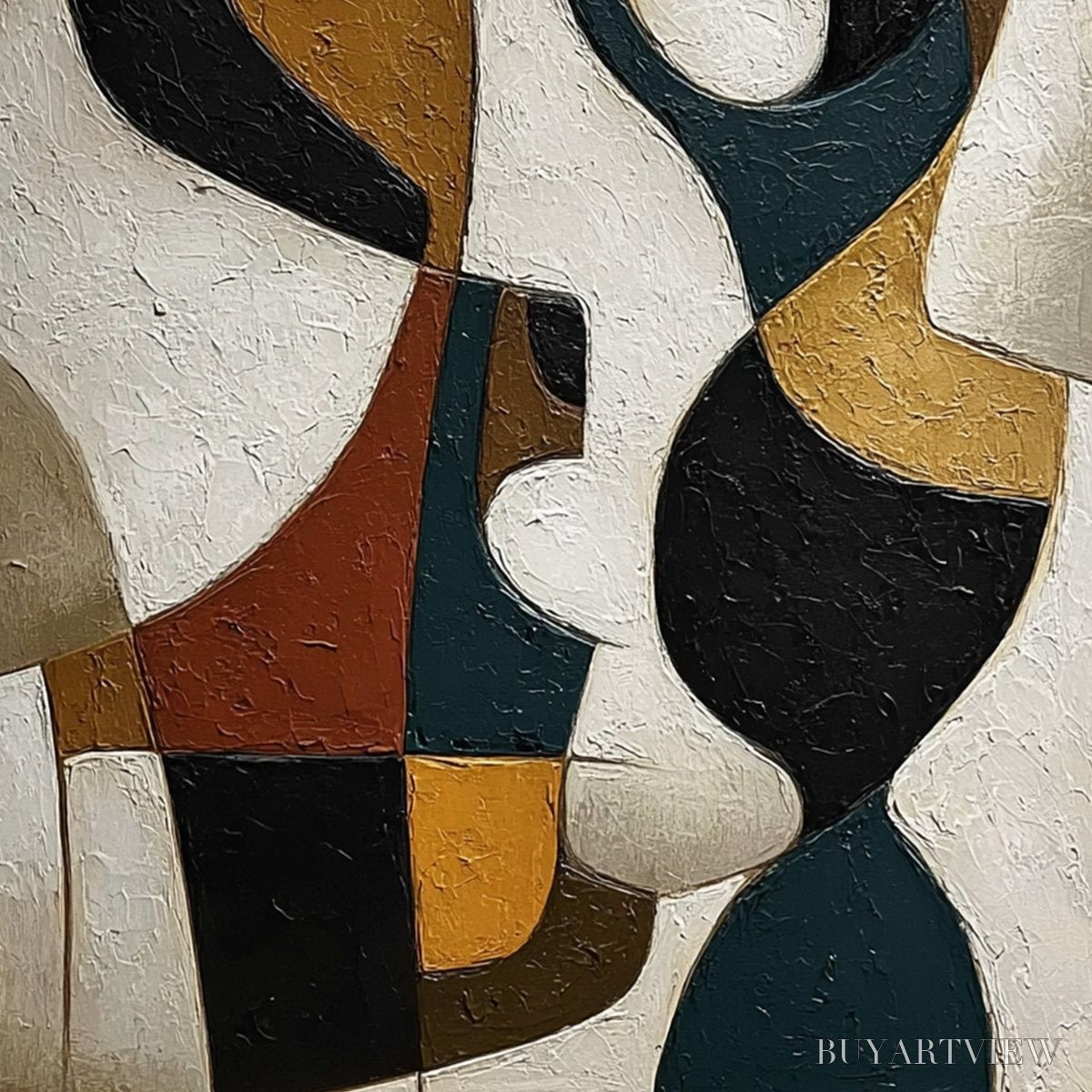 BUYARTVIEW Convergence – Large Textured Geometric Abstract Oil Painting - image 5