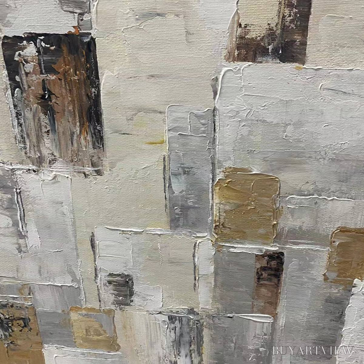 BUYARTVIEW Ready to Ship | Golden Intersection – Abstract Geometric Textured Oil - image 2