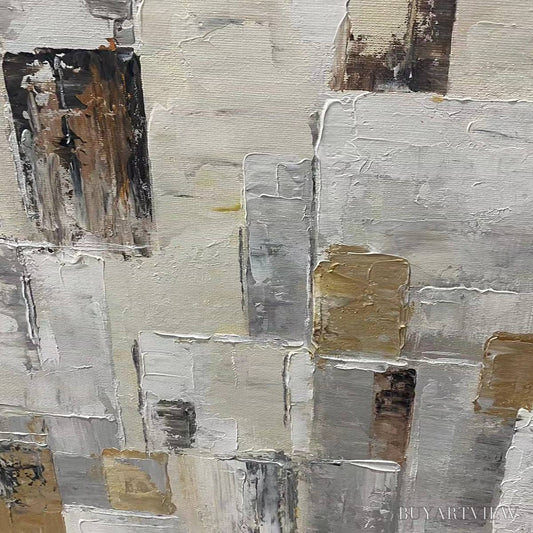 BUYARTVIEW Ready to Ship | Golden Intersection – Abstract Geometric Textured Oil - image 2