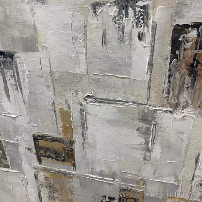 BUYARTVIEW Ready to Ship | Golden Intersection – Abstract Geometric Textured Oil - image 4