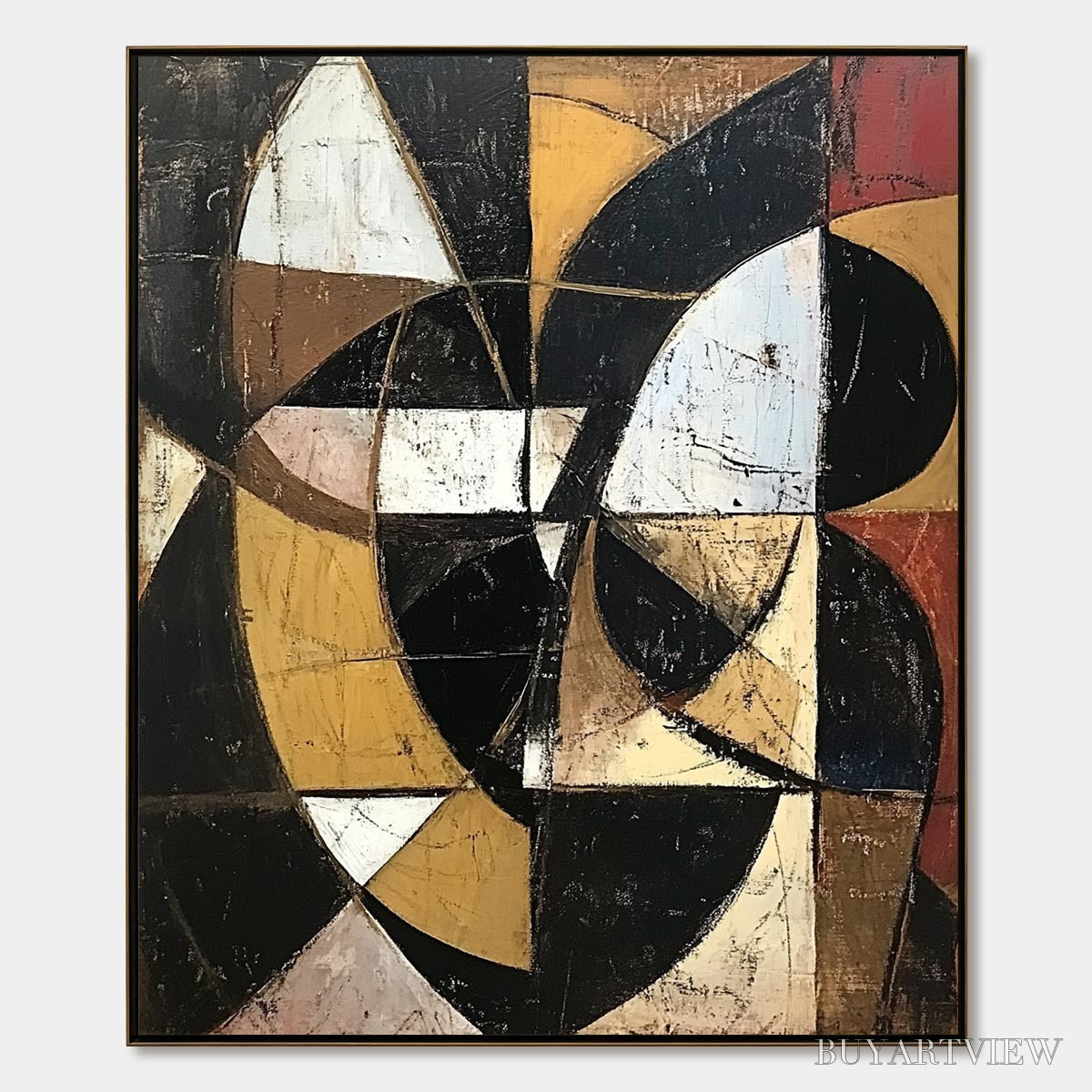 BUYARTVIEW Fractured Rhythm – Textured Geometric Abstract Oil Painting - image 1