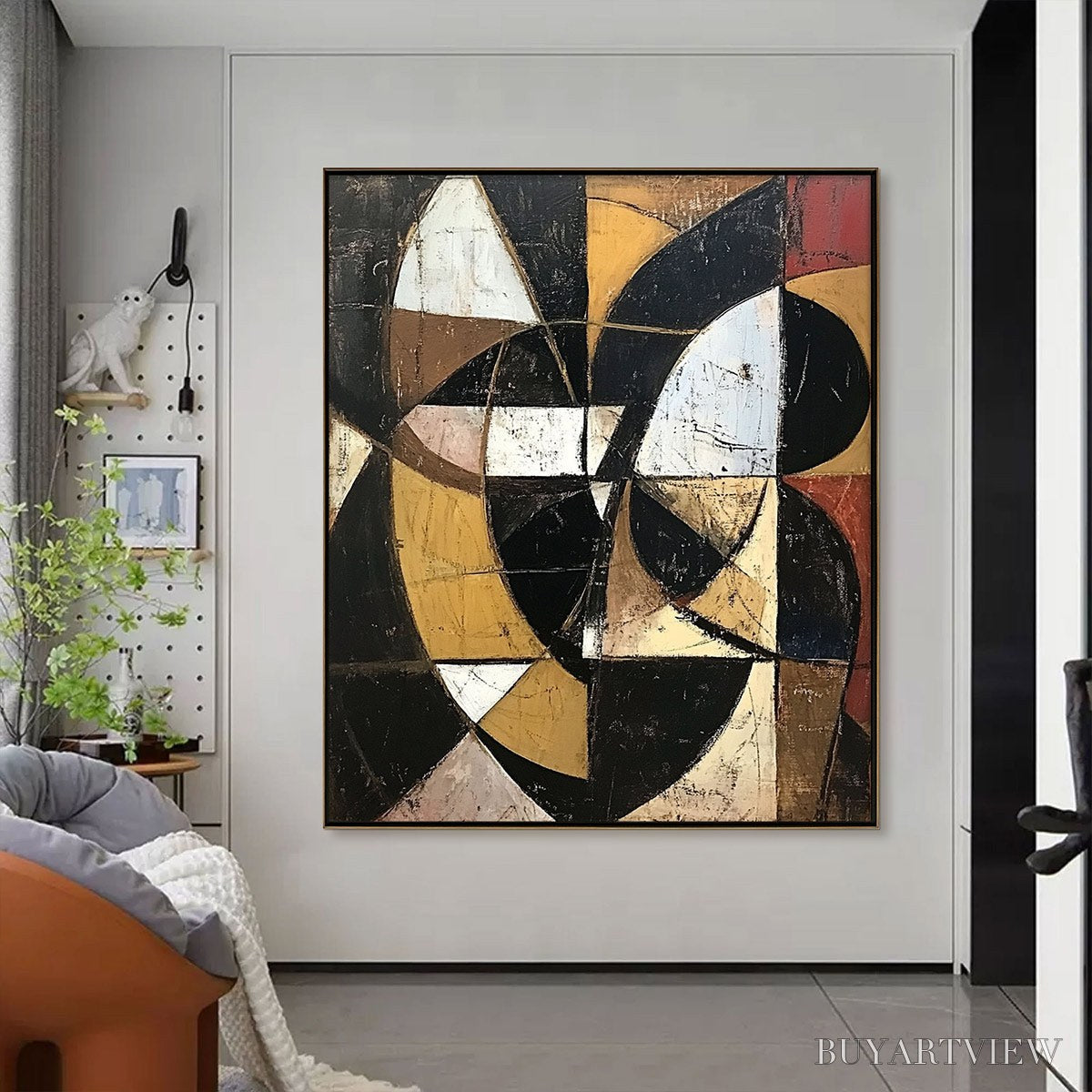 BUYARTVIEW Fractured Rhythm – Textured Geometric Abstract Oil Painting - image 2