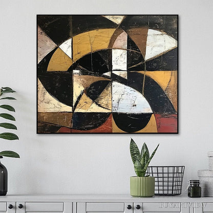 BUYARTVIEW Fractured Rhythm – Textured Geometric Abstract Oil Painting - image 3