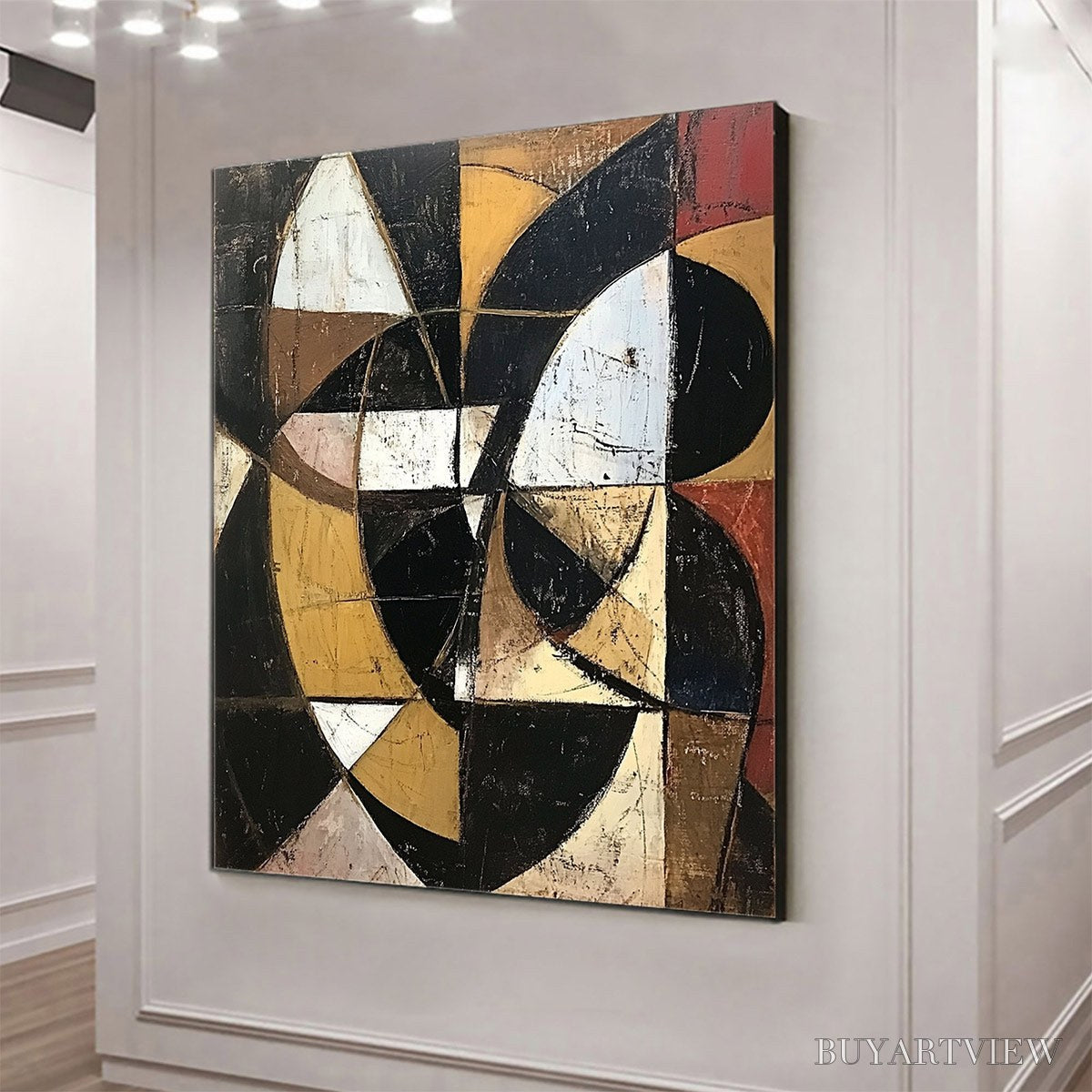 BUYARTVIEW Fractured Rhythm – Textured Geometric Abstract Oil Painting - image 4