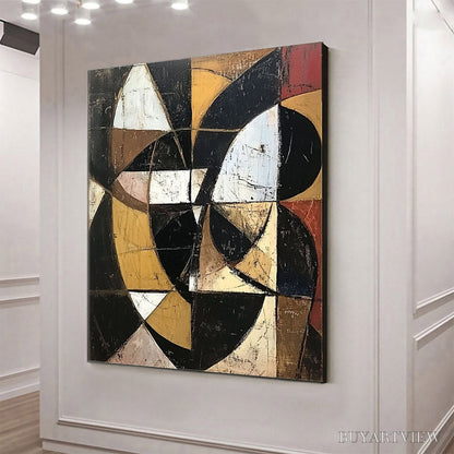 BUYARTVIEW Fractured Rhythm – Textured Geometric Abstract Oil Painting - image 4