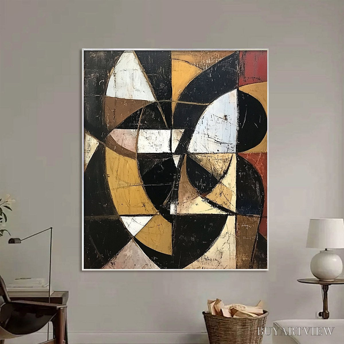 BUYARTVIEW Fractured Rhythm – Textured Geometric Abstract Oil Painting - image 5