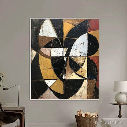 BUYARTVIEW Fractured Rhythm – Textured Geometric Abstract Oil Painting - image 5