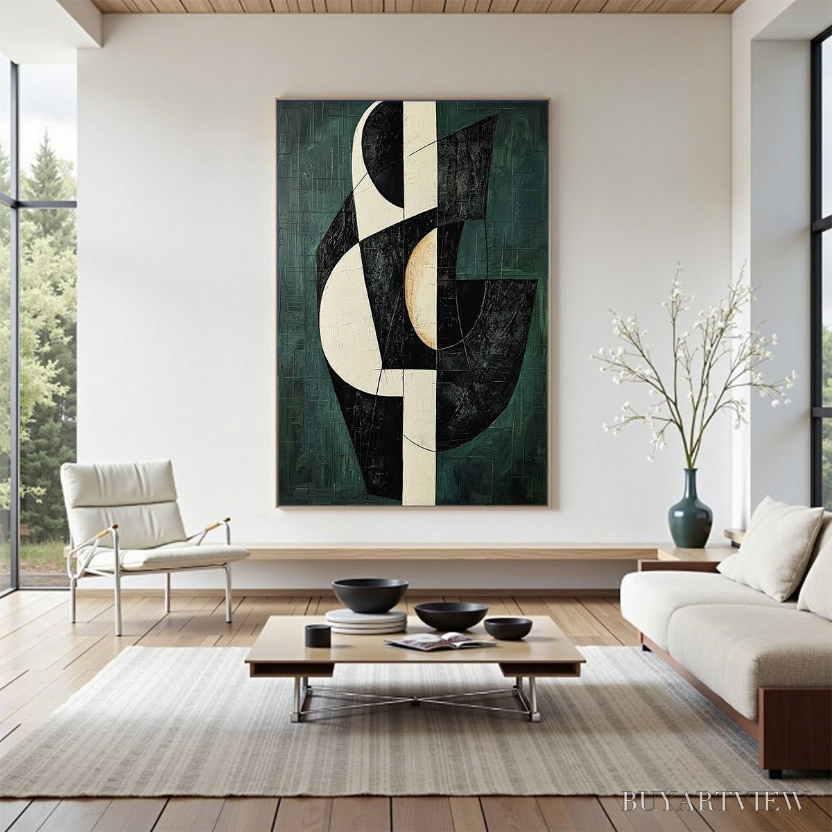 BUYARTVIEW Fragmented Forms – Textured Geometric Abstract Oil Painting - image 2