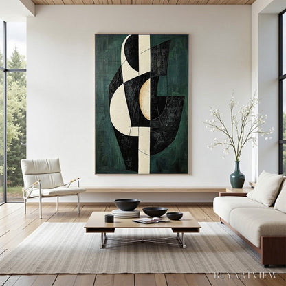 BUYARTVIEW Fragmented Forms – Textured Geometric Abstract Oil Painting - image 2