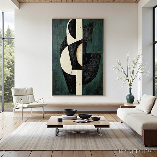 BUYARTVIEW Fragmented Forms – Textured Geometric Abstract Oil Painting - image 2