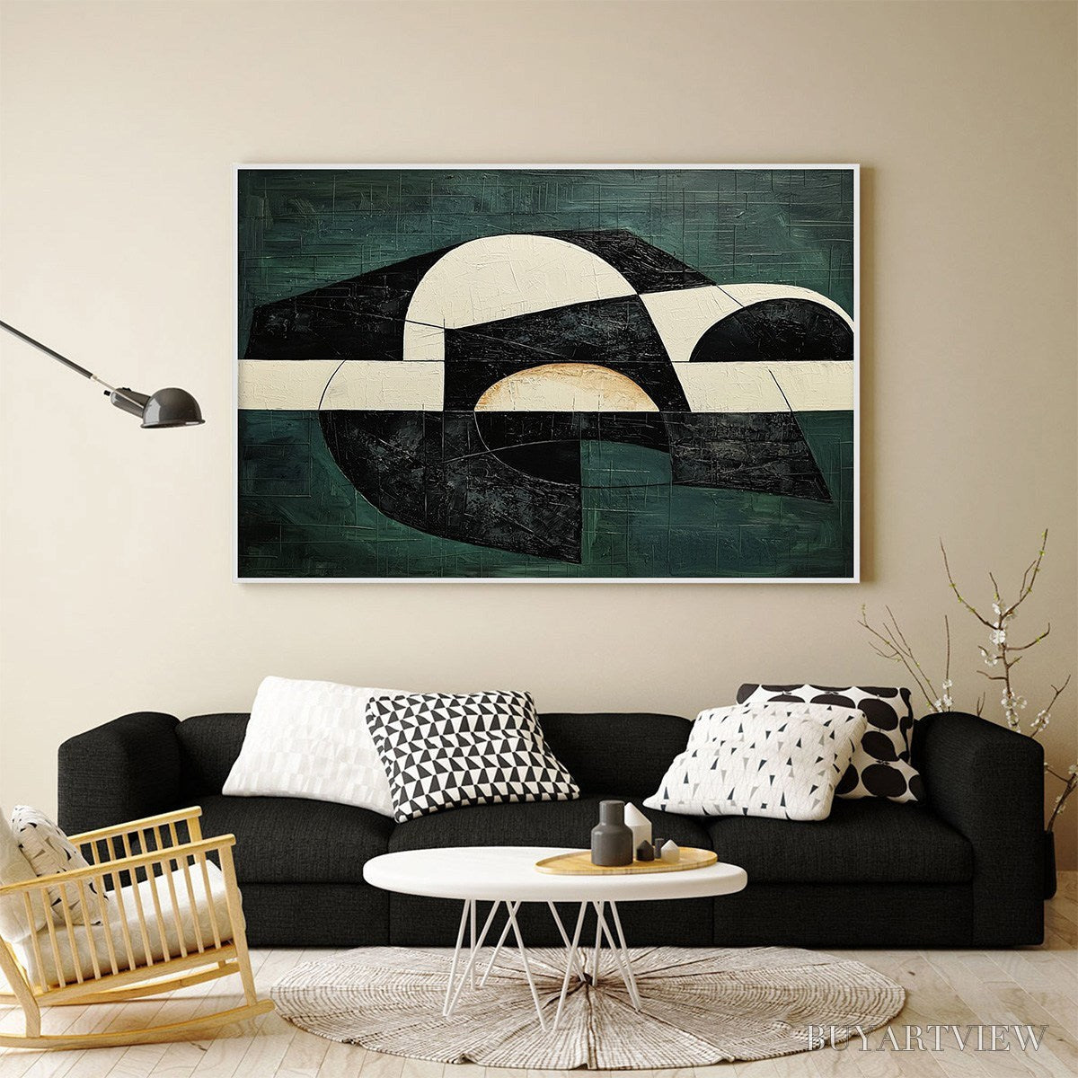 BUYARTVIEW Fragmented Forms – Textured Geometric Abstract Oil Painting - image 3