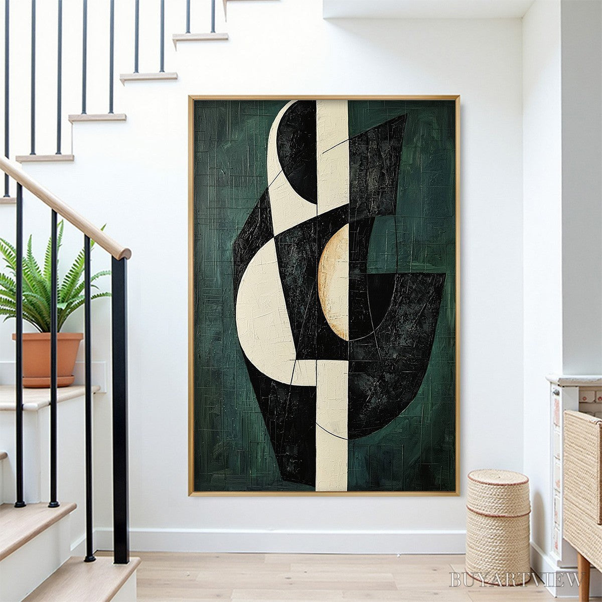 BUYARTVIEW Fragmented Forms – Textured Geometric Abstract Oil Painting - image 5
