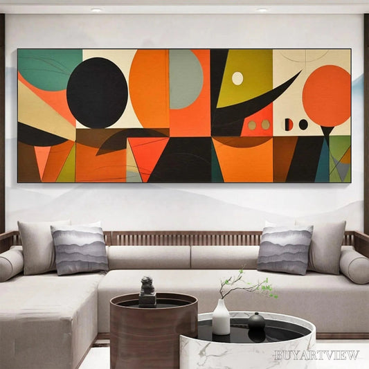 BUYARTVIEW Mid-Century Modern Geometric Panoramic – Abstract Painting, Panoramic , Mid-Century Modern Decor - image 2