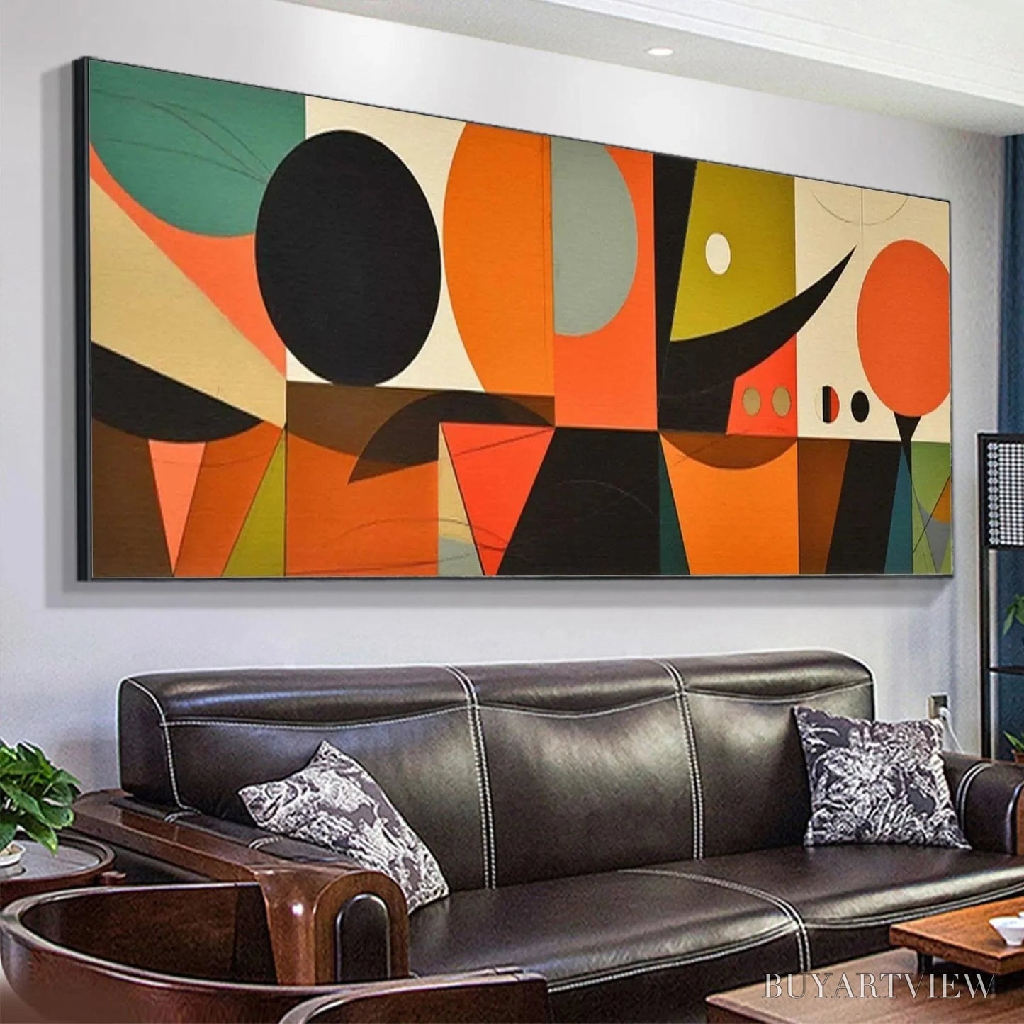 BUYARTVIEW Mid-Century Modern Geometric Panoramic – Abstract Painting, Panoramic , Mid-Century Modern Decor - image 5