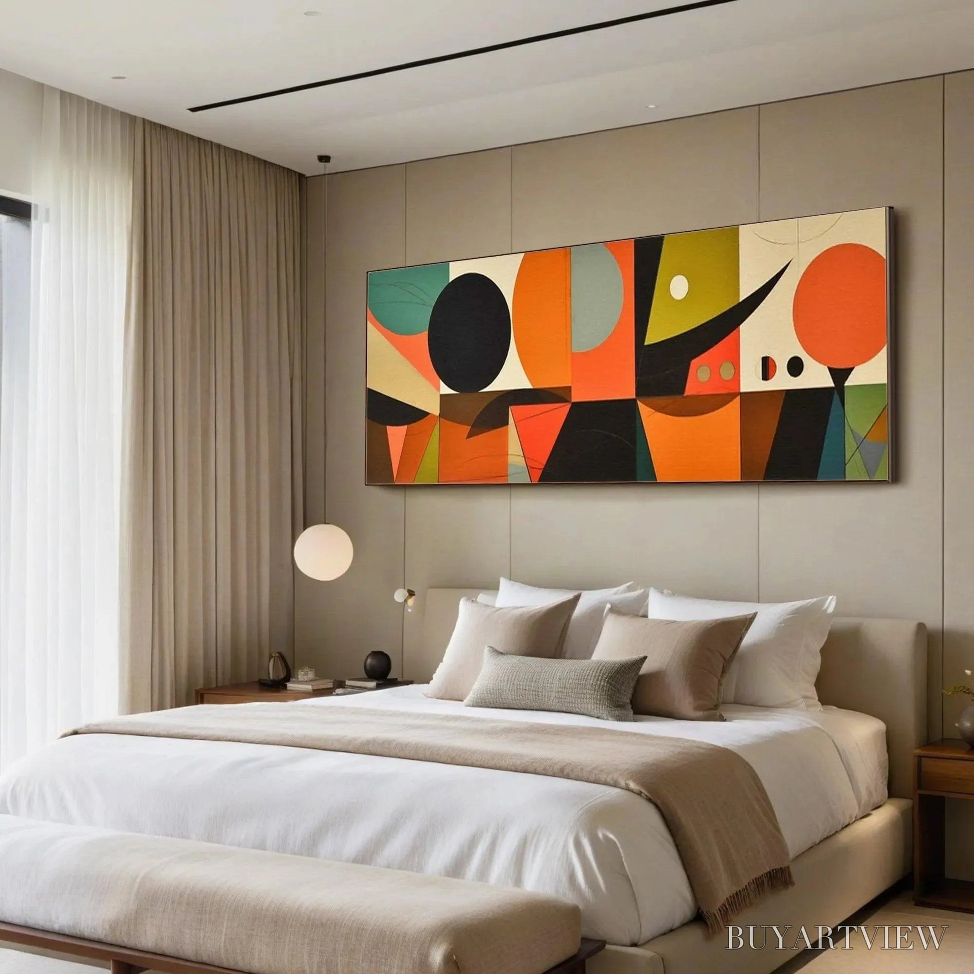 BUYARTVIEW Mid-Century Modern Geometric Panoramic – Abstract Painting, Panoramic , Mid-Century Modern Decor - image 6