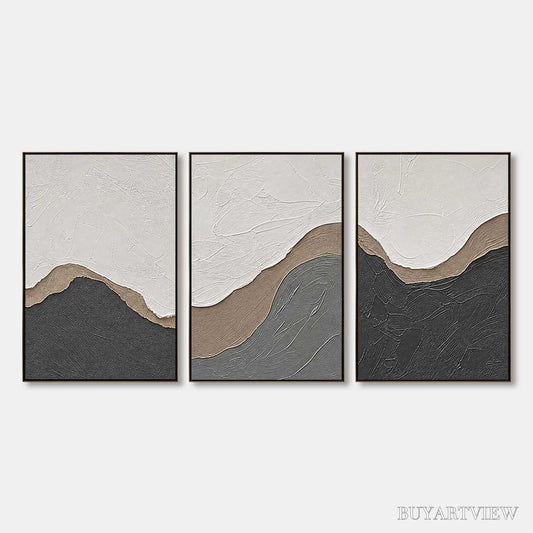 BUYARTVIEW Terra Firma – Textured Minimalist Abstract Earth-Tone Triptych - image 1