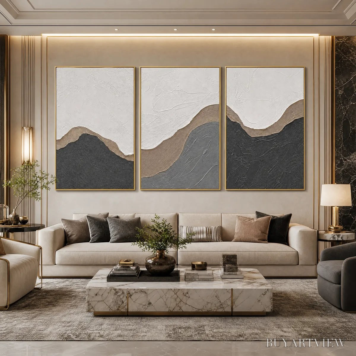 BUYARTVIEW Terra Firma – Textured Minimalist Abstract Earth-Tone Triptych - image 4