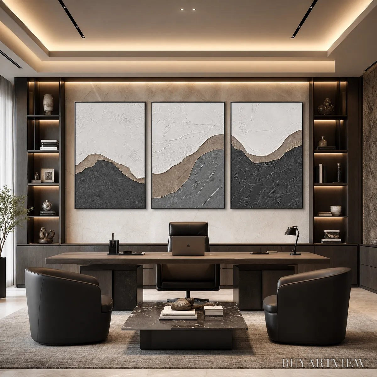 BUYARTVIEW Terra Firma – Textured Minimalist Abstract Earth-Tone Triptych - image 6