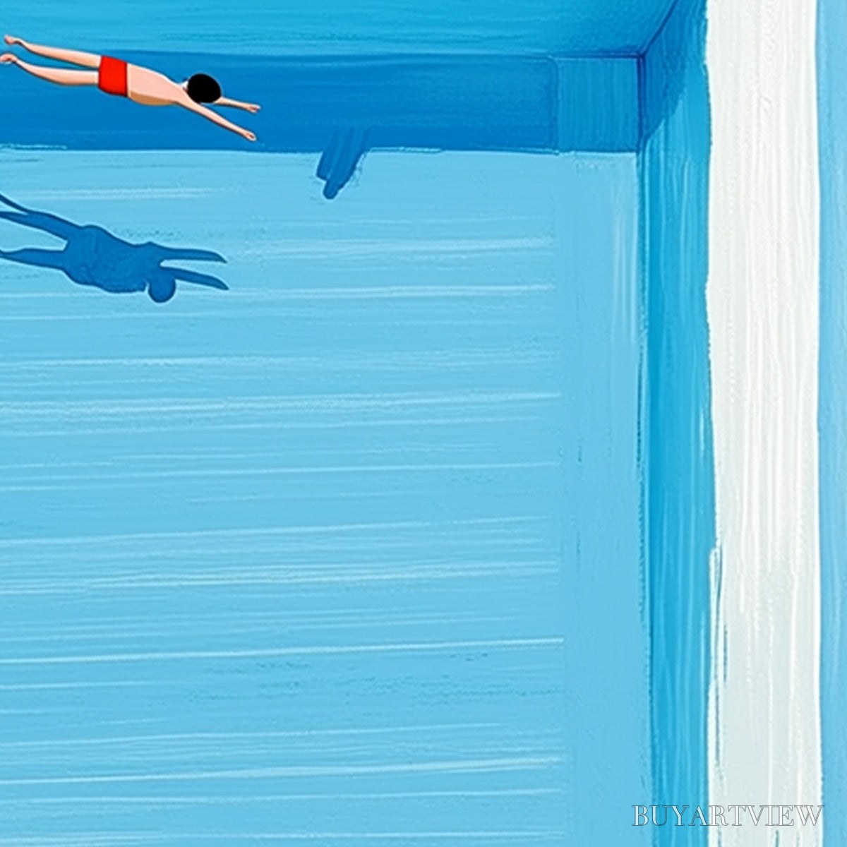 BUYARTVIEW the Plunge – Minimalist Blue Art of a Summer Pool Scene - image 3