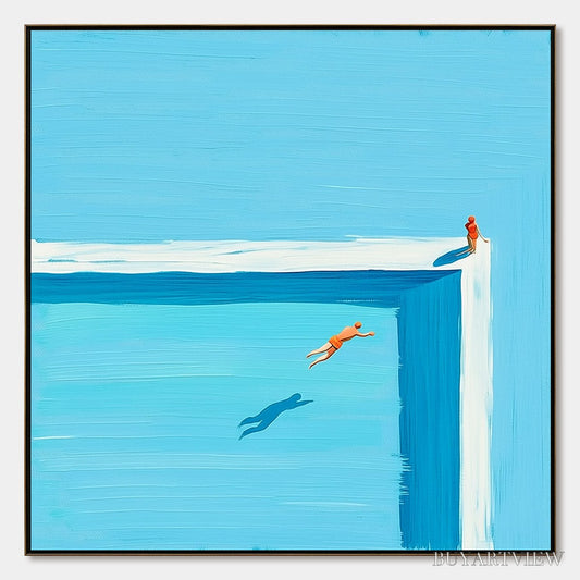 BUYARTVIEW the Leap – Minimalist Art of a Summer Pool Dive - image 1