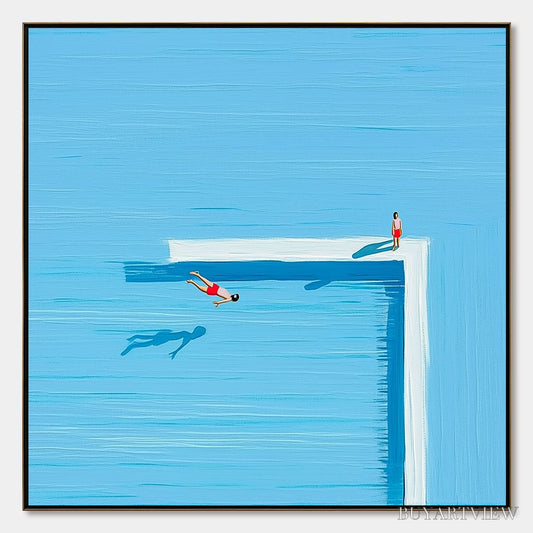 BUYARTVIEW the Plunge – Minimalist Modern Art of a Summer Pool Scene - image 1