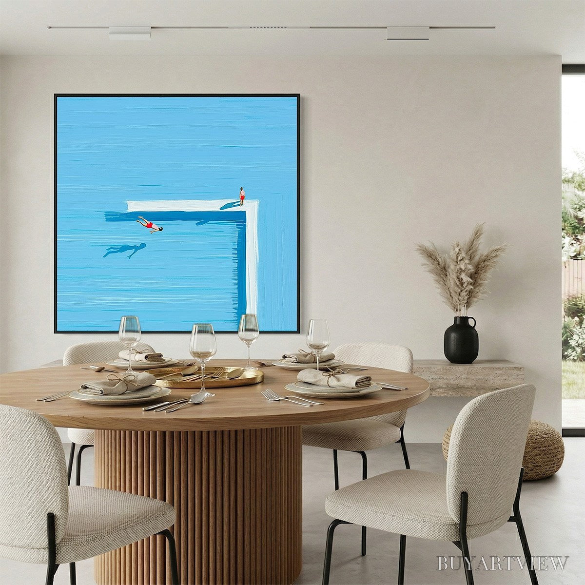 BUYARTVIEW the Plunge – Minimalist Modern Art of a Summer Pool Scene - image 4