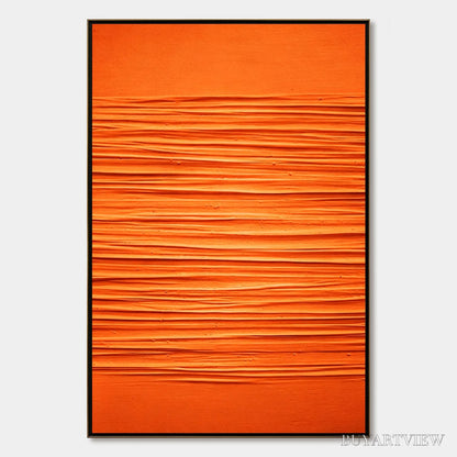 BUYARTVIEW Saffron Rhythm – Vibrant Textured Minimalist Orange Painting - image 1