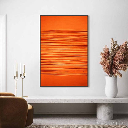 BUYARTVIEW Saffron Rhythm – Vibrant Textured Minimalist Orange Painting - image 2