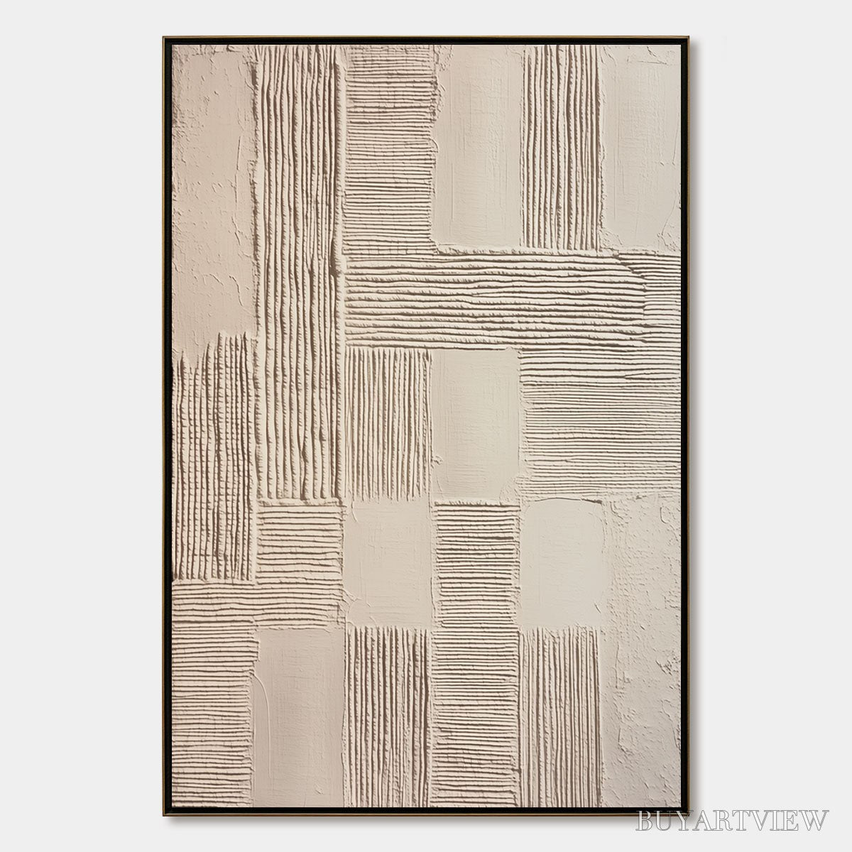 BUYARTVIEW Foundations – Textured Minimalist Abstract Painting in Beige - image 1