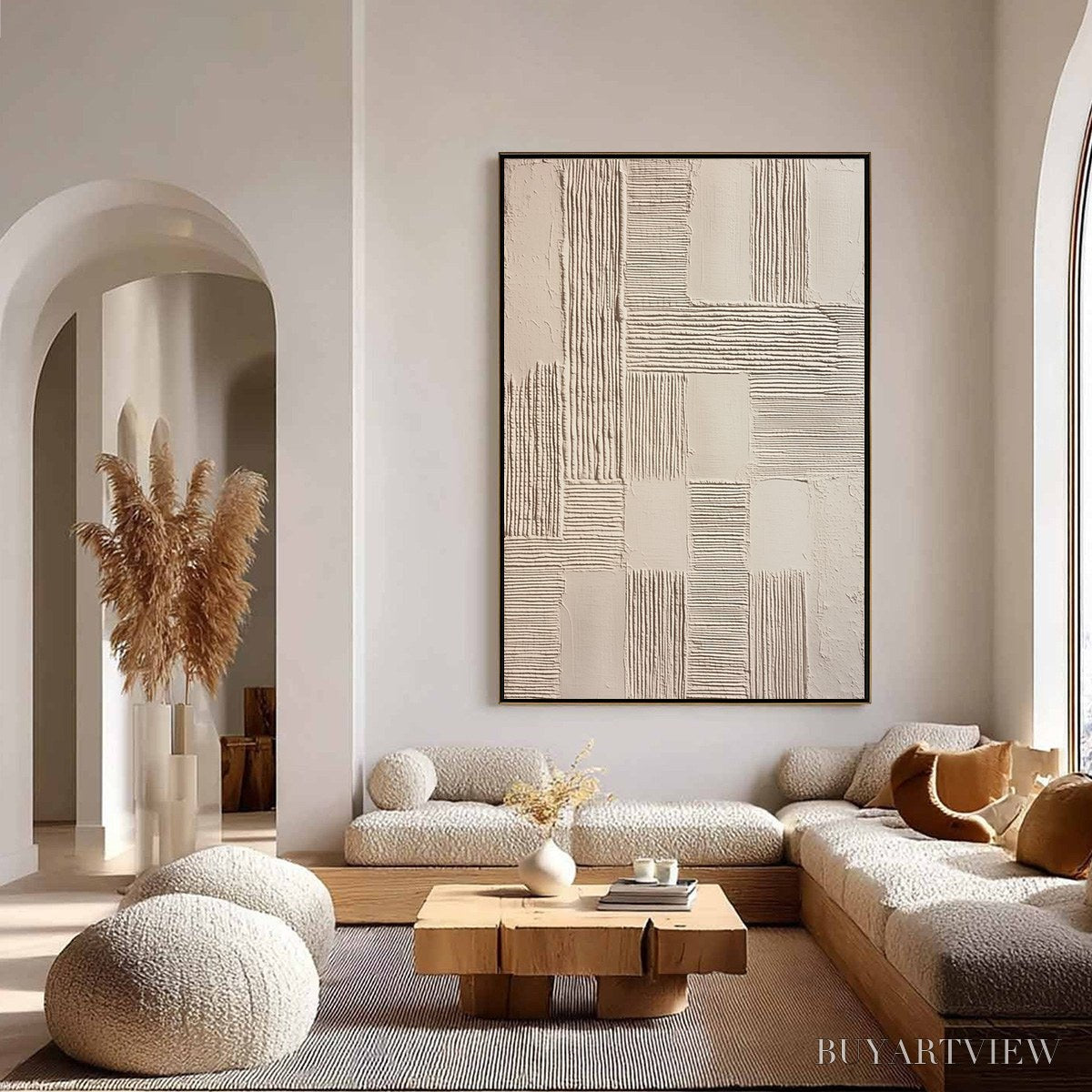 BUYARTVIEW Foundations – Textured Minimalist Abstract Painting in Beige - image 4