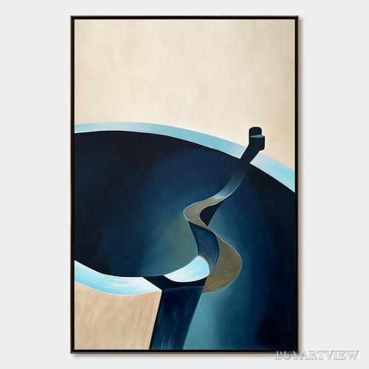 BUYARTVIEW Voyage – Modern Minimalist Abstract Painting in Blue and Beige - image 1