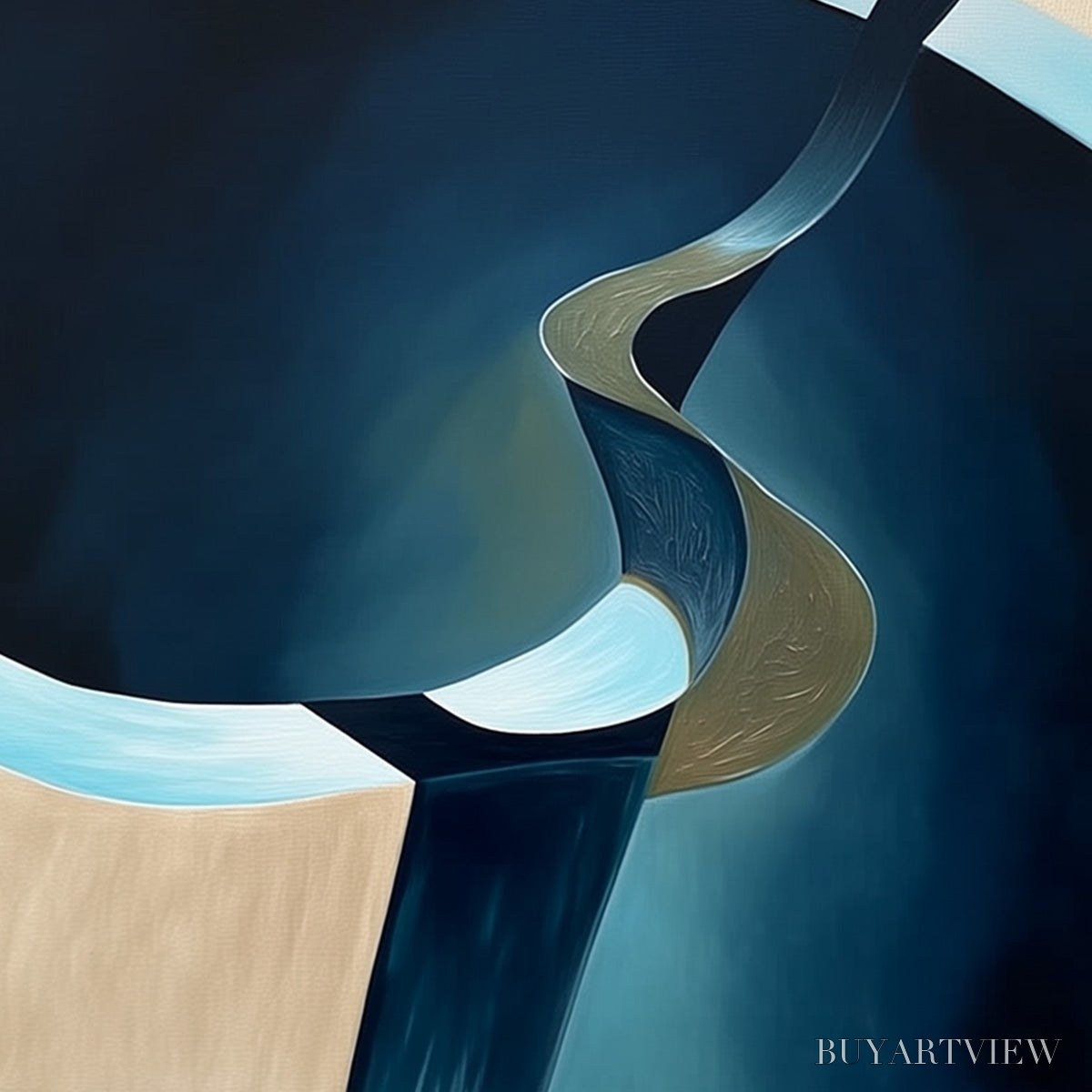 BUYARTVIEW Voyage – Modern Minimalist Abstract Painting in Blue and Beige - image 5