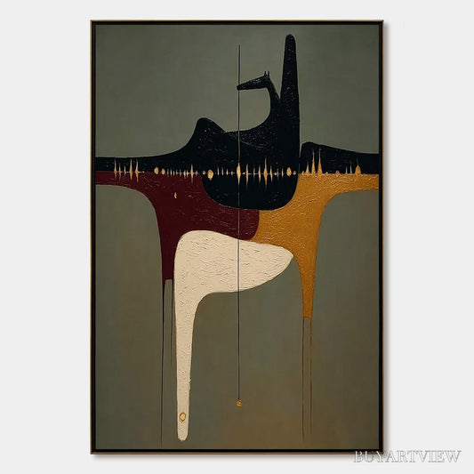 BUYARTVIEW the Conduit – Textured Minimalist Abstract Painting with Gold Accents - image 1
