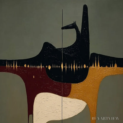 BUYARTVIEW the Conduit – Textured Minimalist Abstract Painting with Gold Accents - image 3