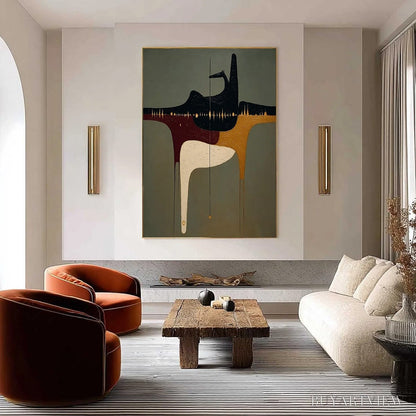 BUYARTVIEW the Conduit – Textured Minimalist Abstract Painting with Gold Accents - image 4