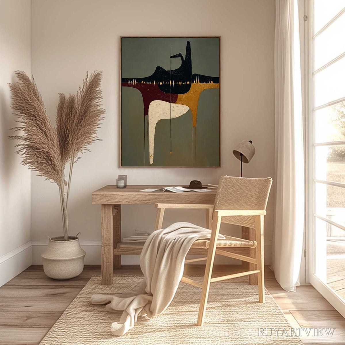 BUYARTVIEW the Conduit – Textured Minimalist Abstract Painting with Gold Accents - image 6