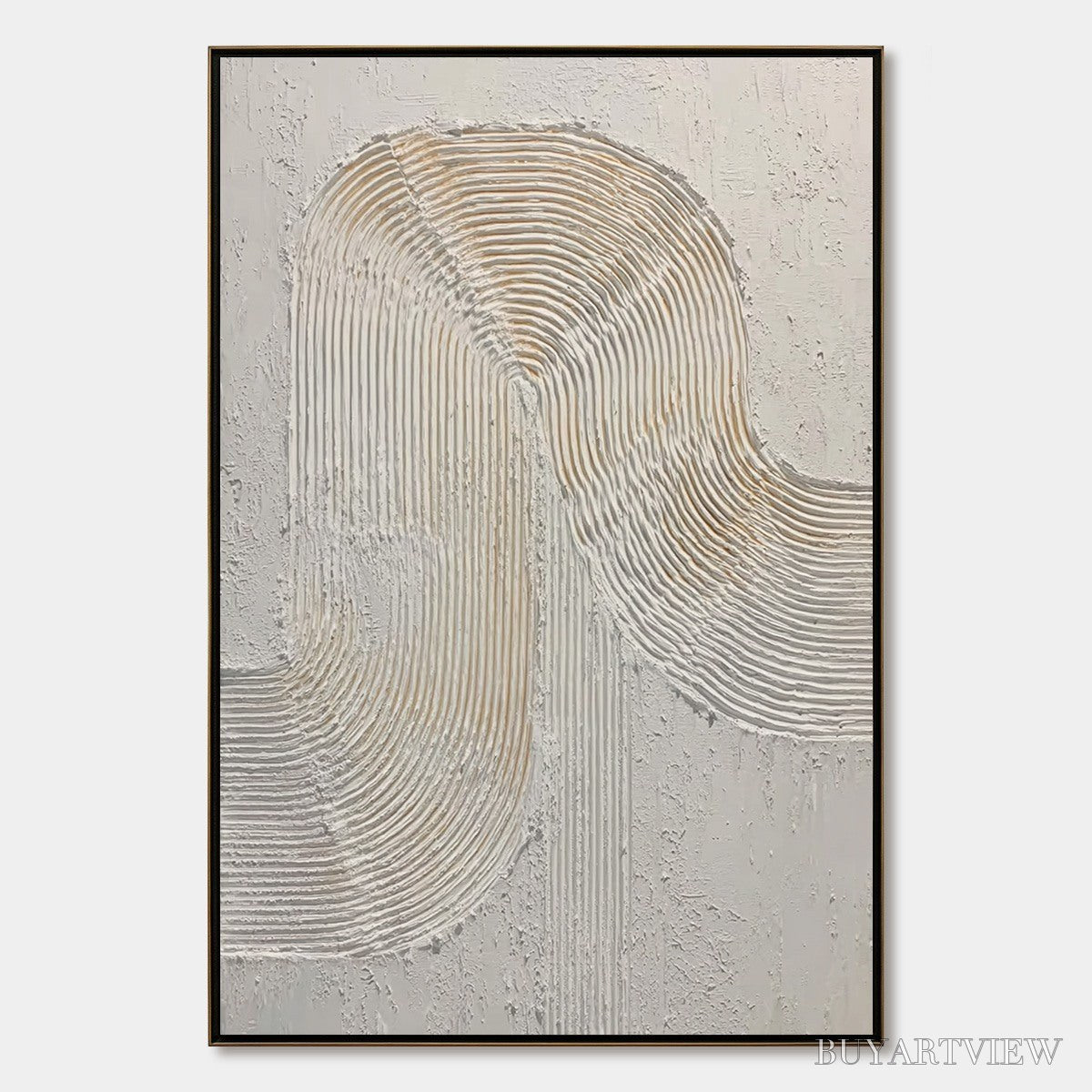 BUYARTVIEW Continuum – Textured Minimalist Abstract Painting in White and Beige - image 1