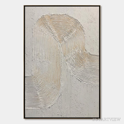BUYARTVIEW Continuum – Textured Minimalist Abstract Painting in White and Beige - image 1