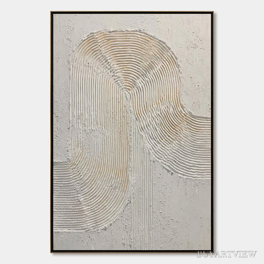BUYARTVIEW Continuum – Textured Minimalist Abstract Painting in White and Beige - image 1