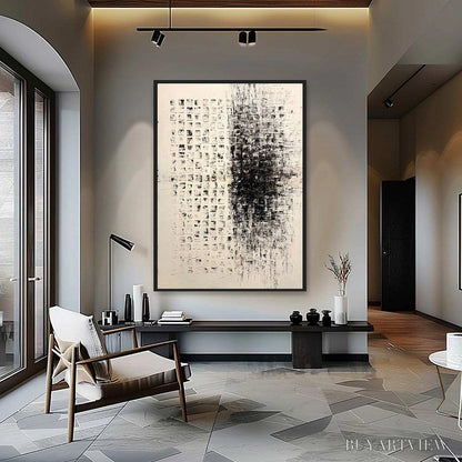 BUYARTVIEW Static – Large Textured Black and White Minimalist Abstract Painting - image 2