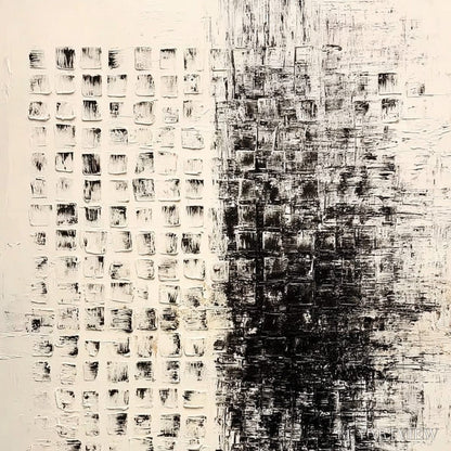 BUYARTVIEW Static – Large Textured Black and White Minimalist Abstract Painting - image 3
