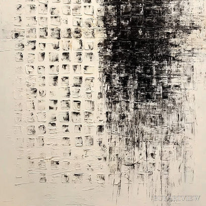BUYARTVIEW Static – Large Textured Black and White Minimalist Abstract Painting - image 5